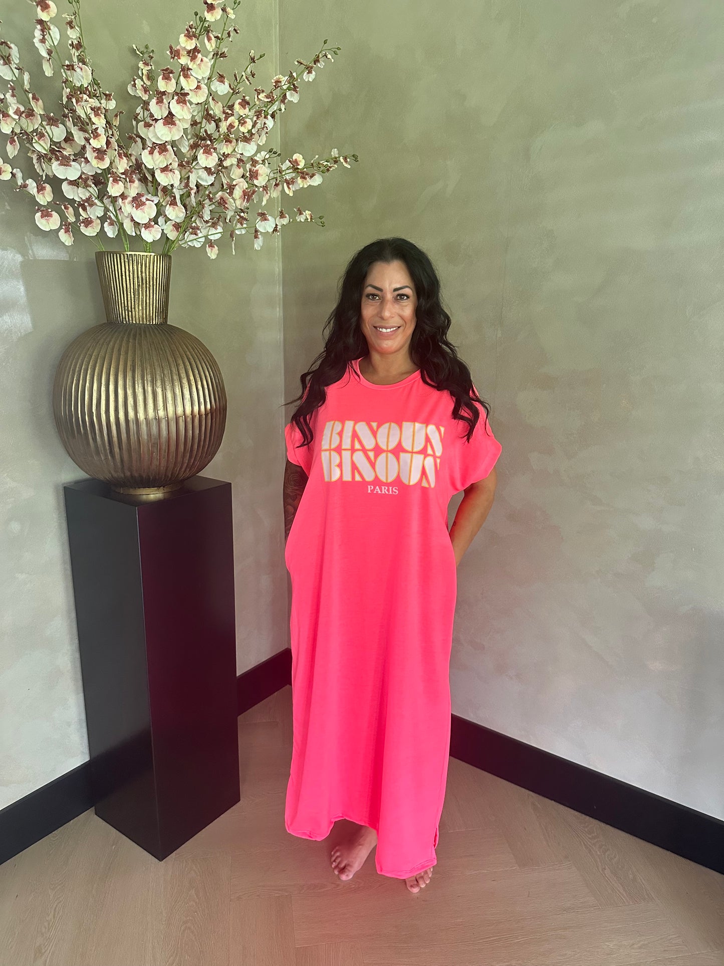 Bisous Bisous Comfy Dress Pink Flash
