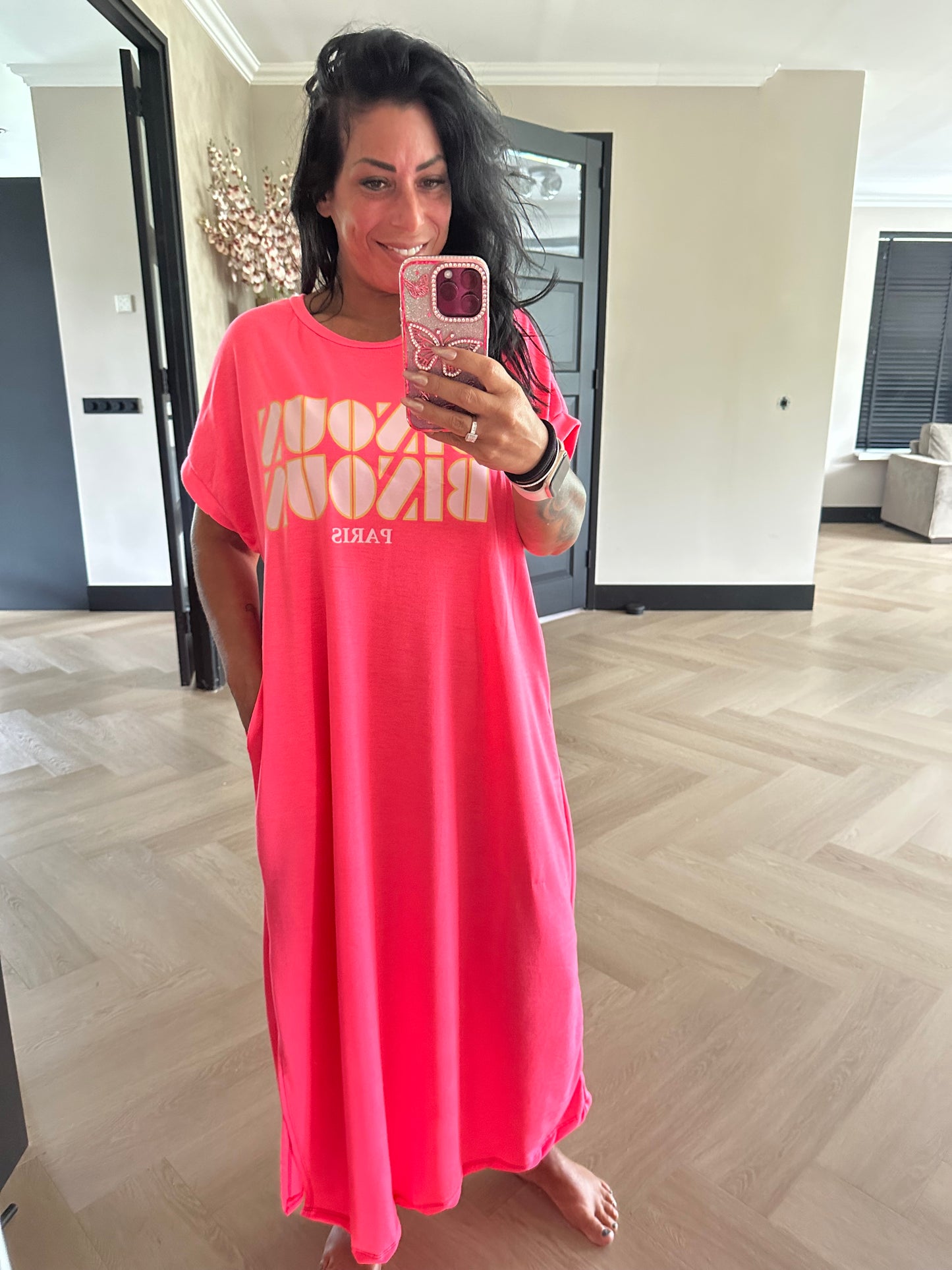 Bisous Bisous Comfy Dress Pink Flash