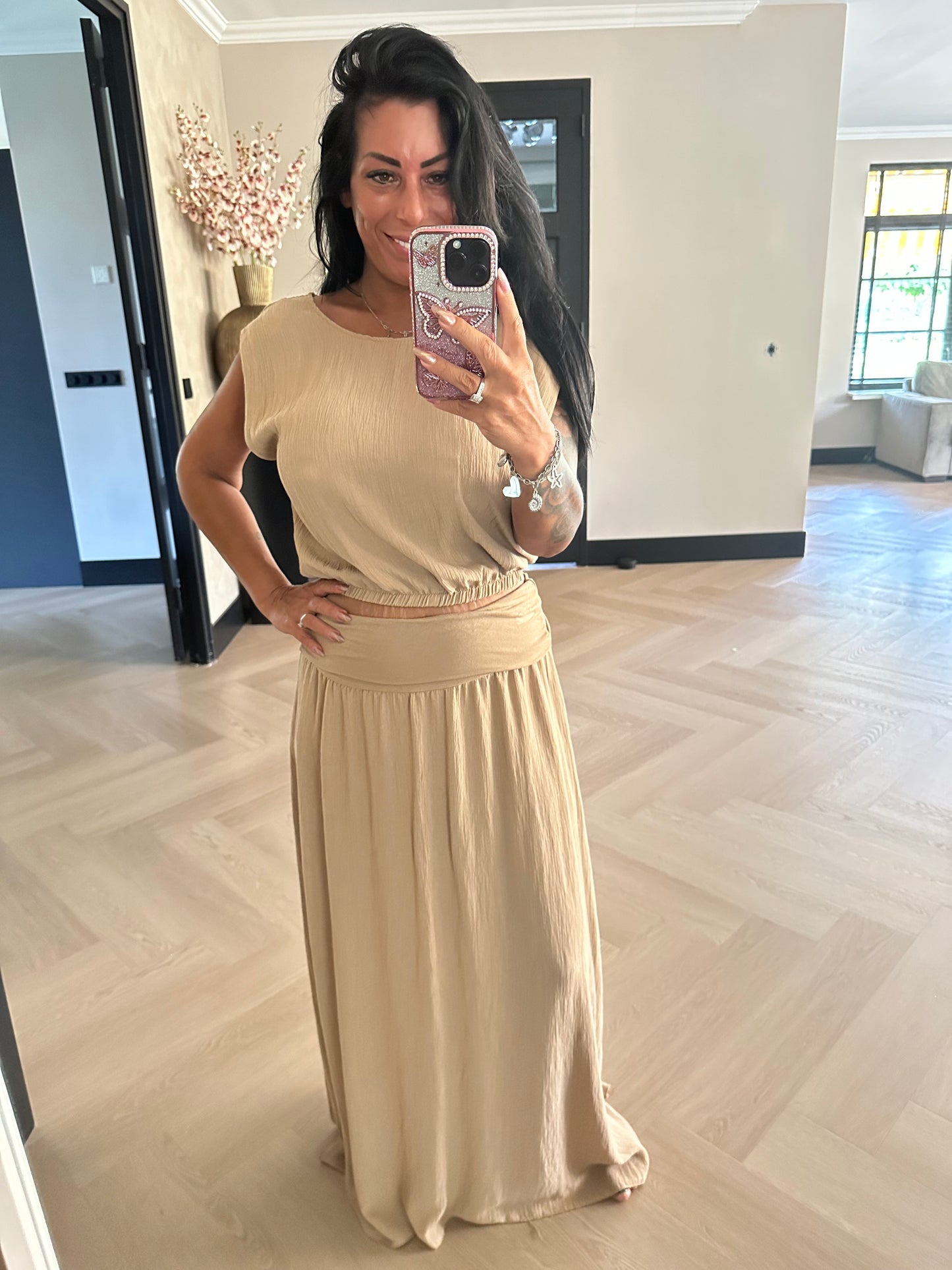 Elise Shimmer Set Camel