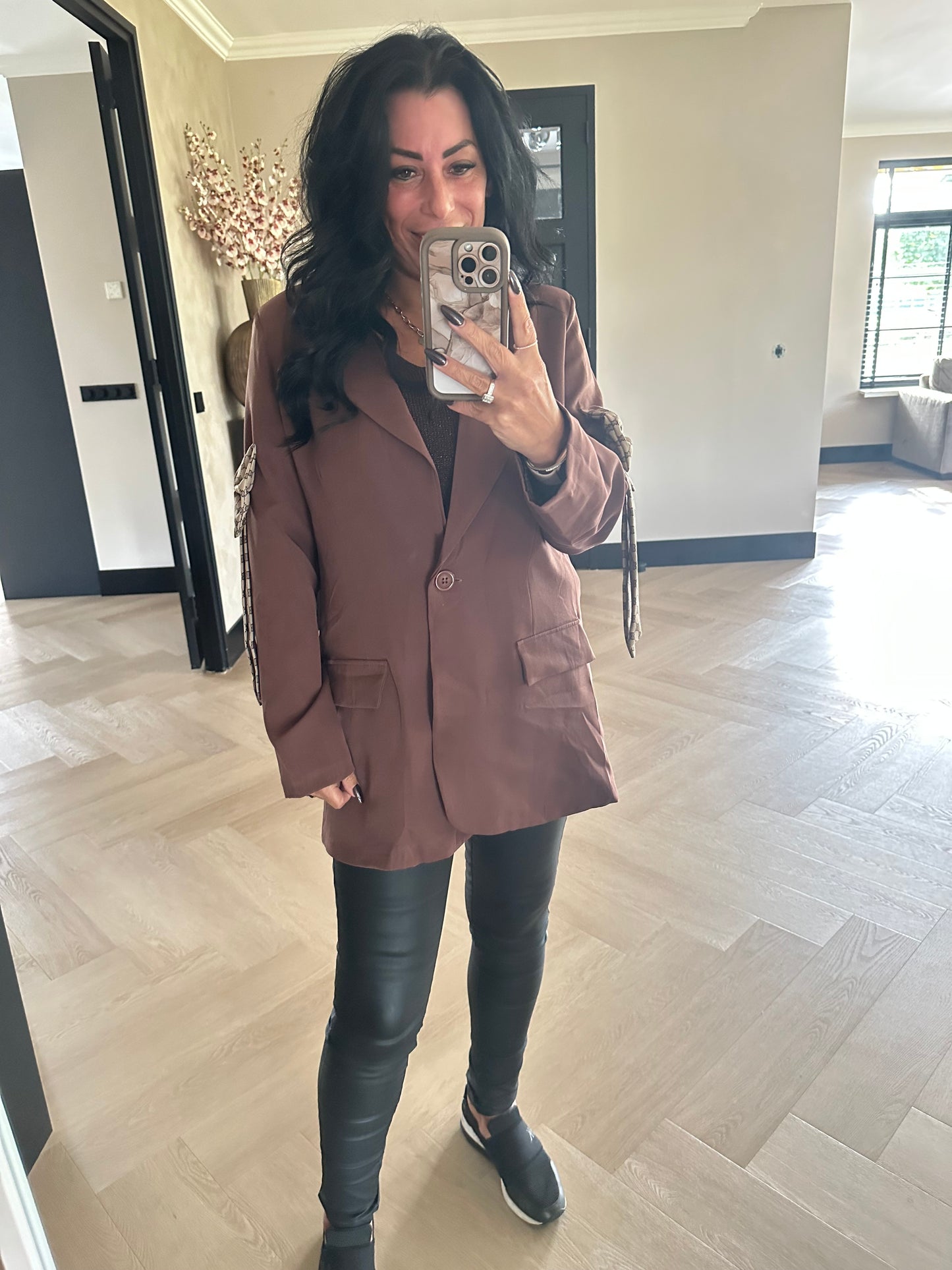 Emma Blazer Met Strik Chocolate