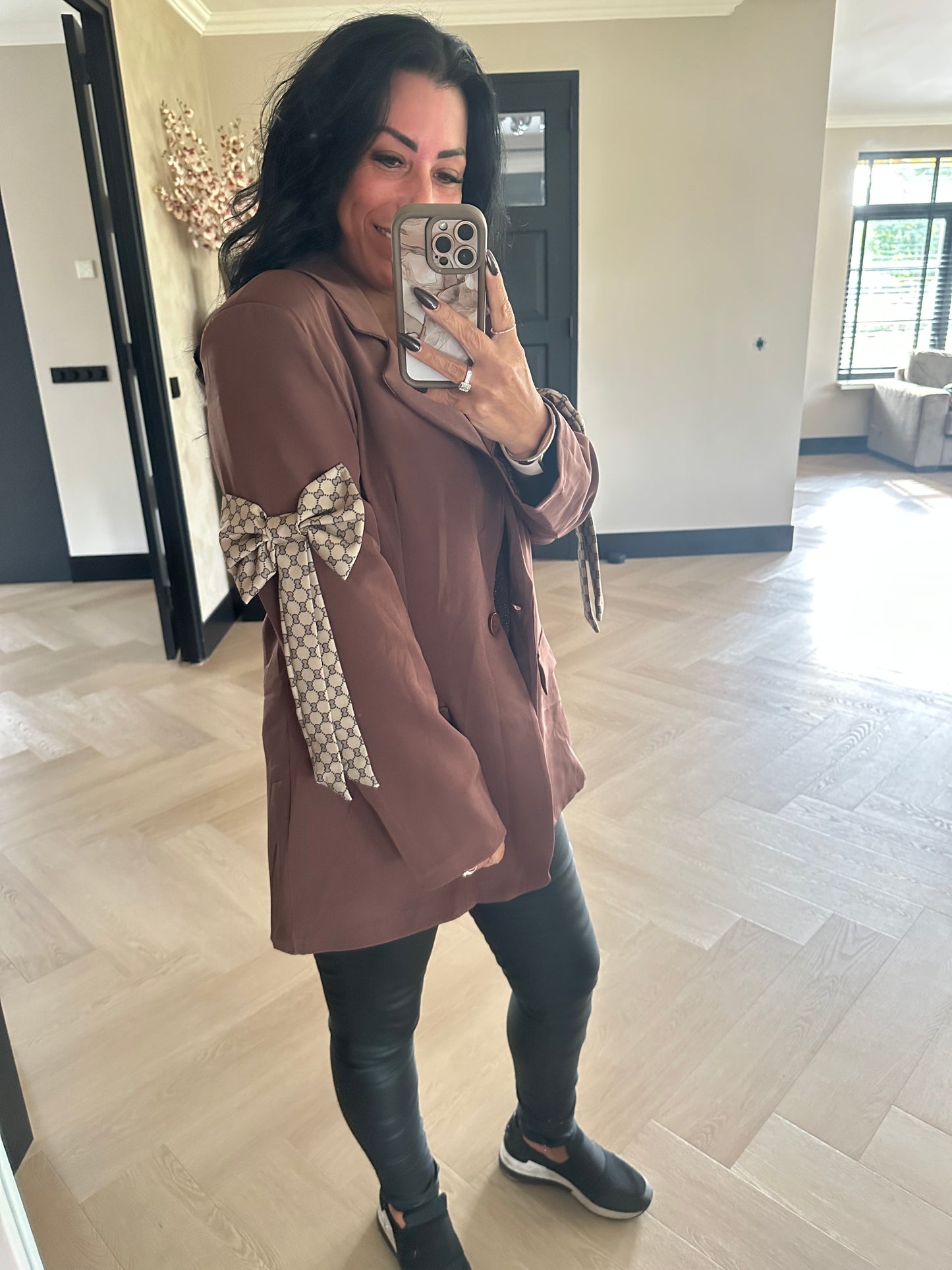 Emma Blazer Met Strik Chocolate