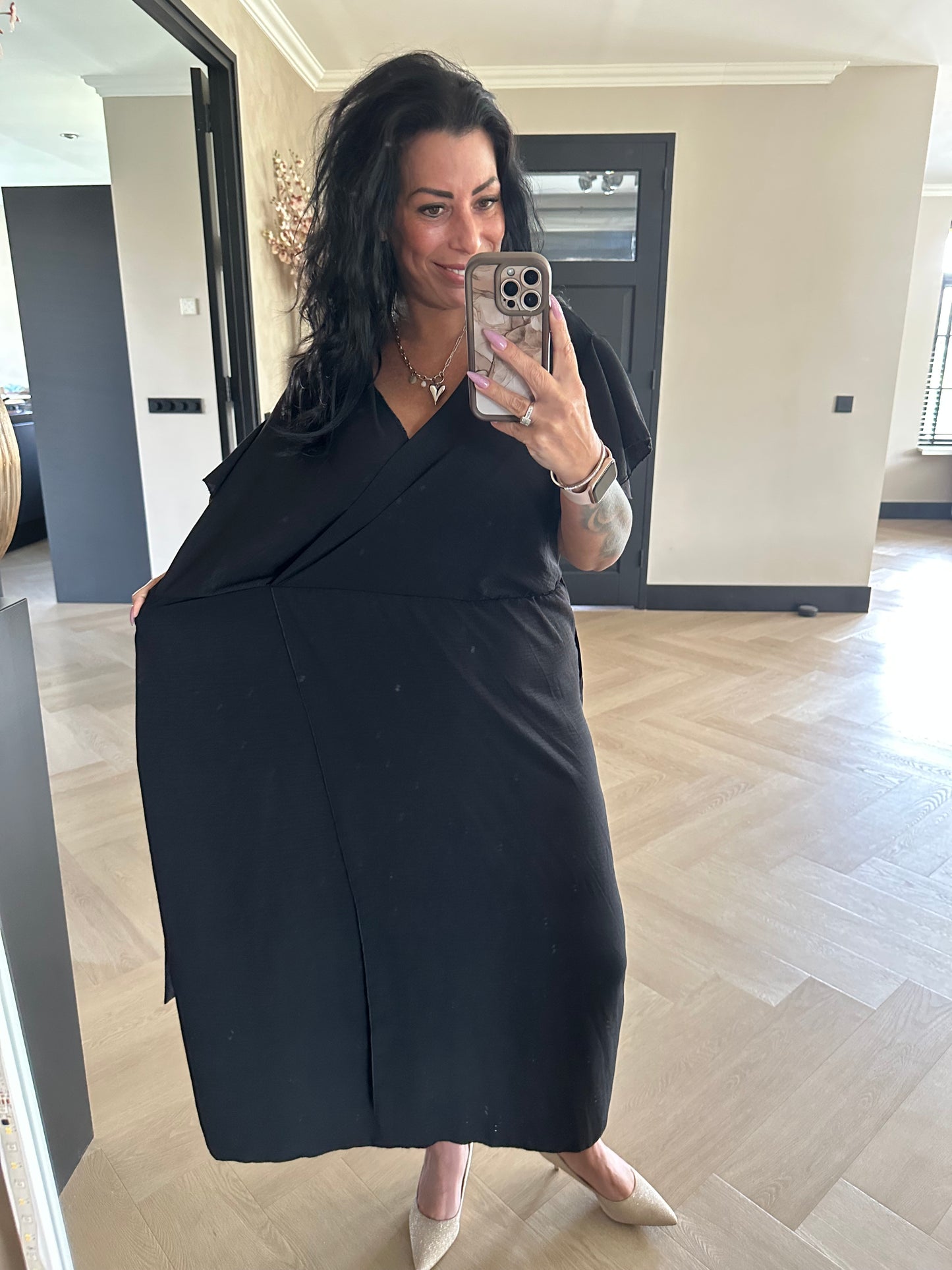 Flowy Wrap Dress Black