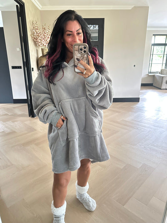 Sherpa Fleece Hoodie Grey