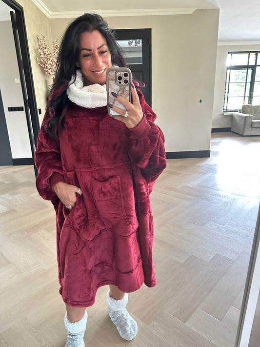 Sherpa Fleece Hoodie Red