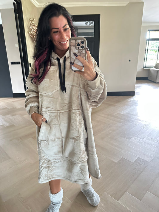 Sherpa Fleece Hoodie Taupe
