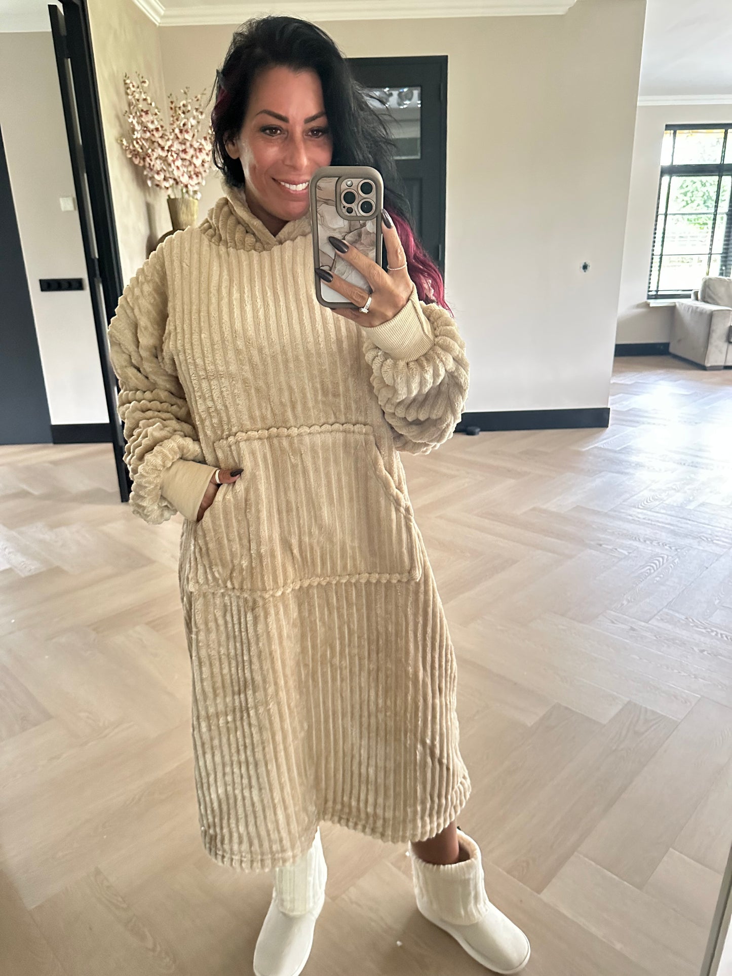 JUNO Unisex Oversized Hoodie Beige