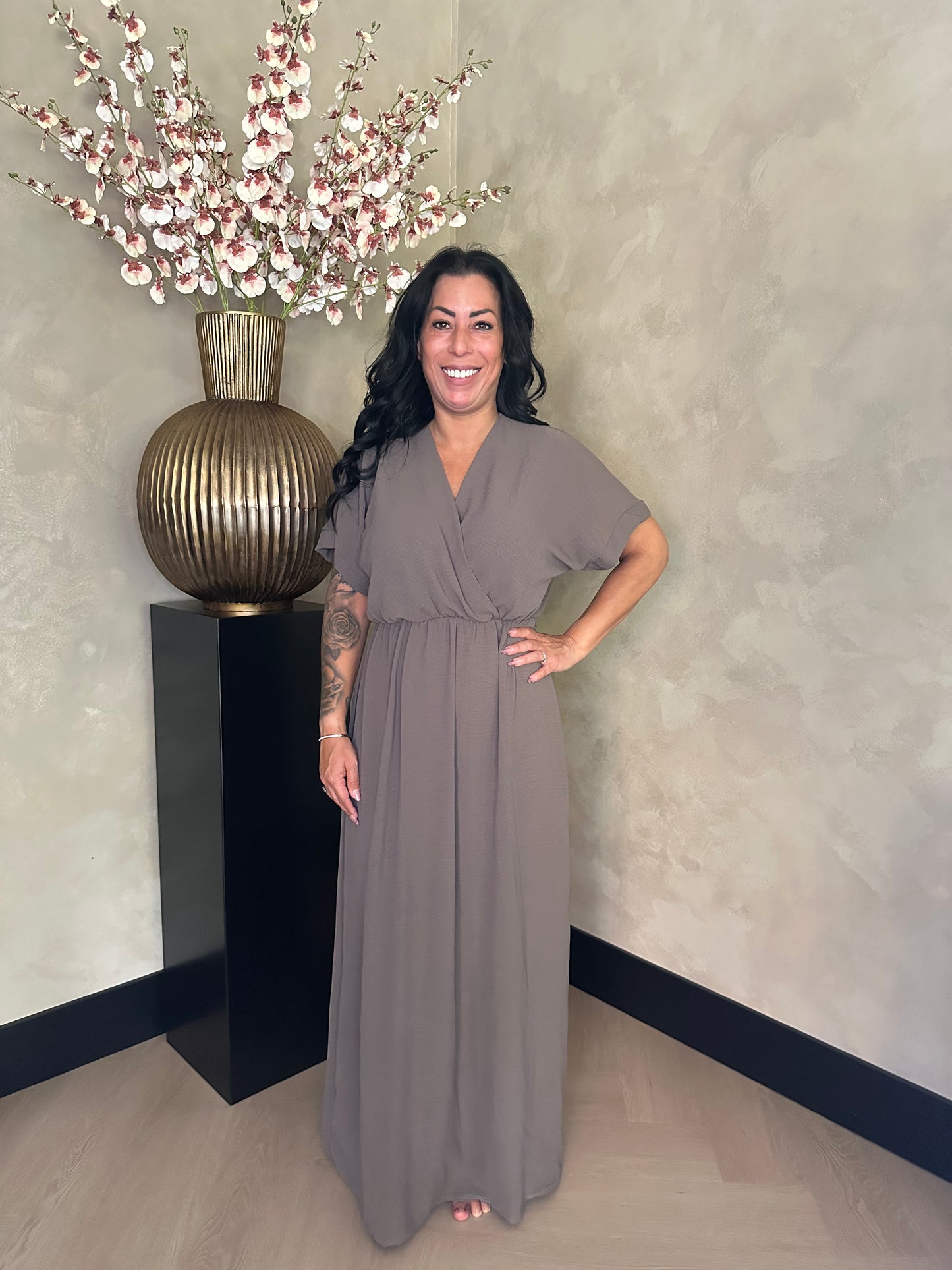 Jazz Wrap Dress Taupe