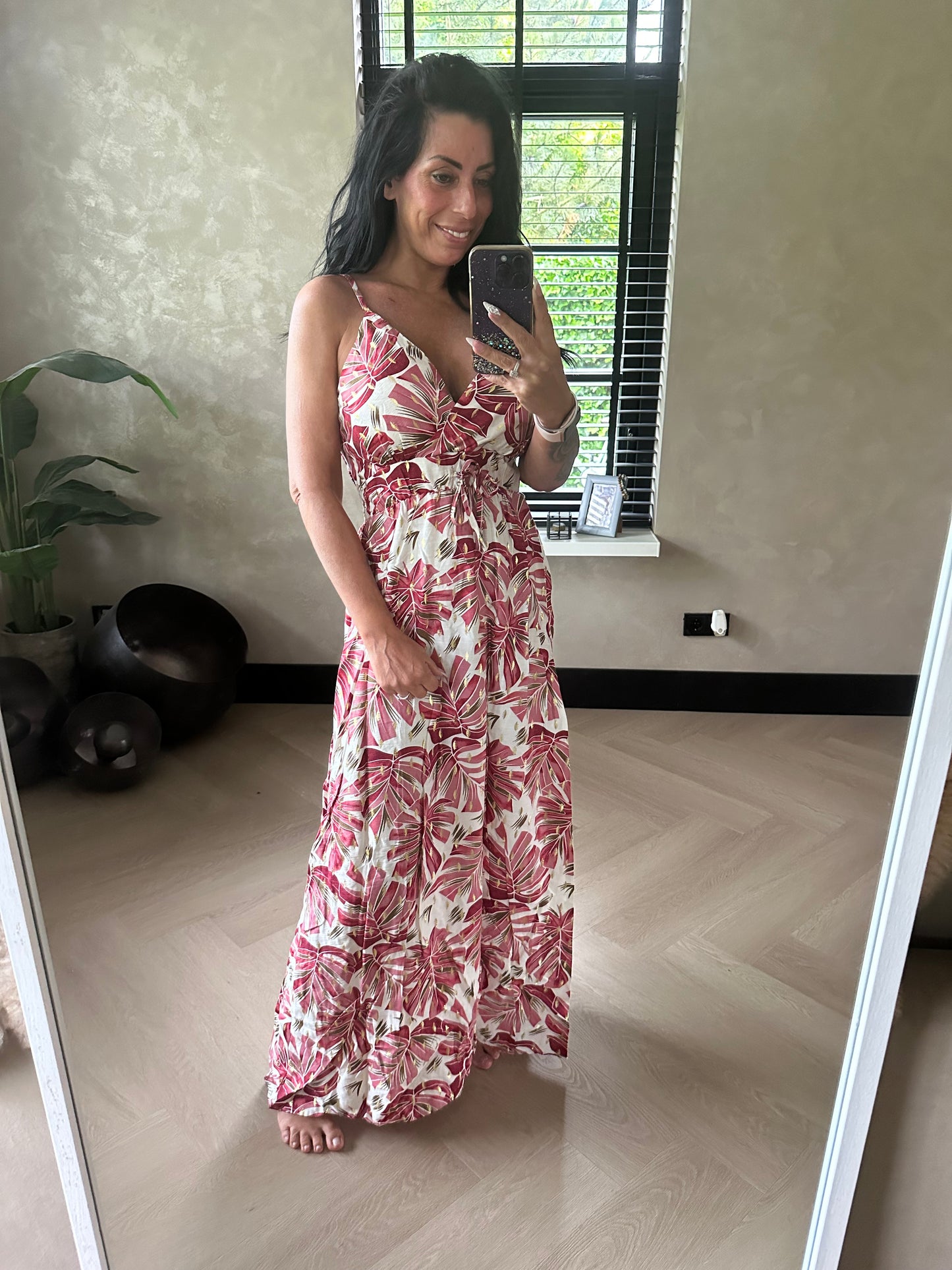 Chevy-Kleid mit Taschen Rosa