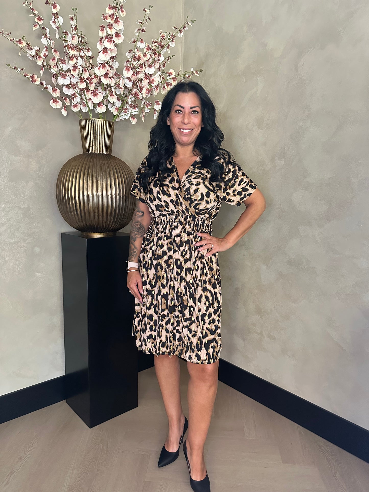 Magic Dress Leopard Short Gold Brown