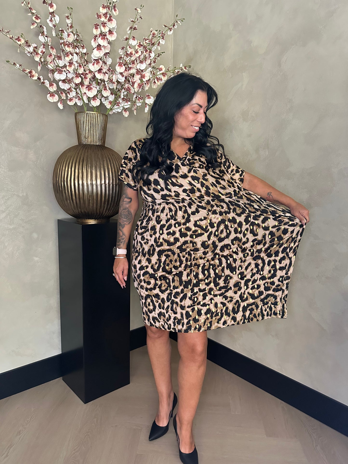 Magic Dress Leopard Short Gold Brown