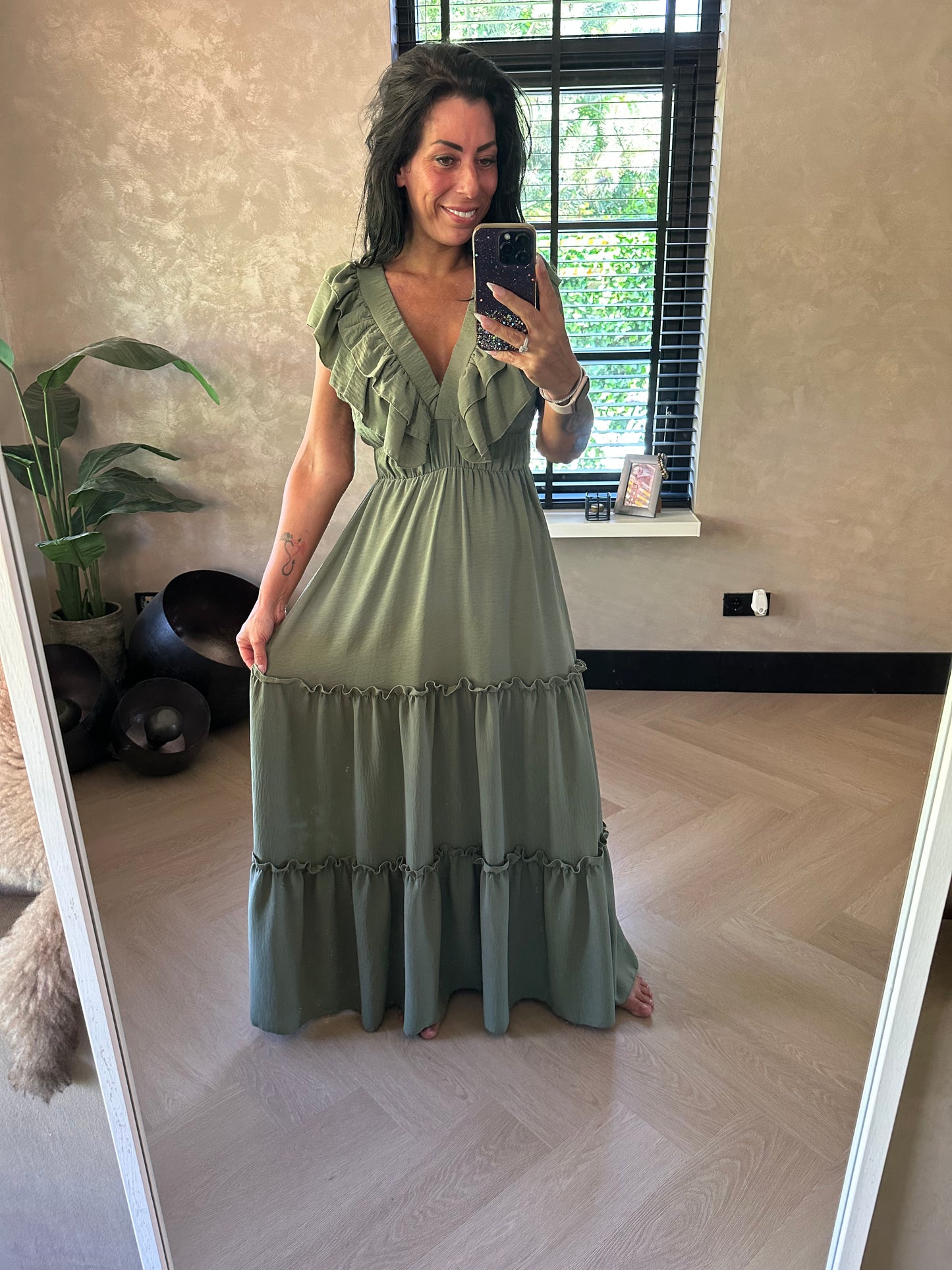 Chevy-Kleid mit Taschen Rosa