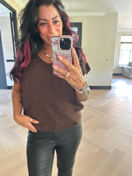 Shiny Glitter Top Chocolate