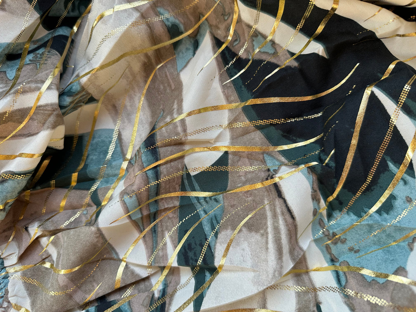 Elena Dress Gold Brown Light Blue