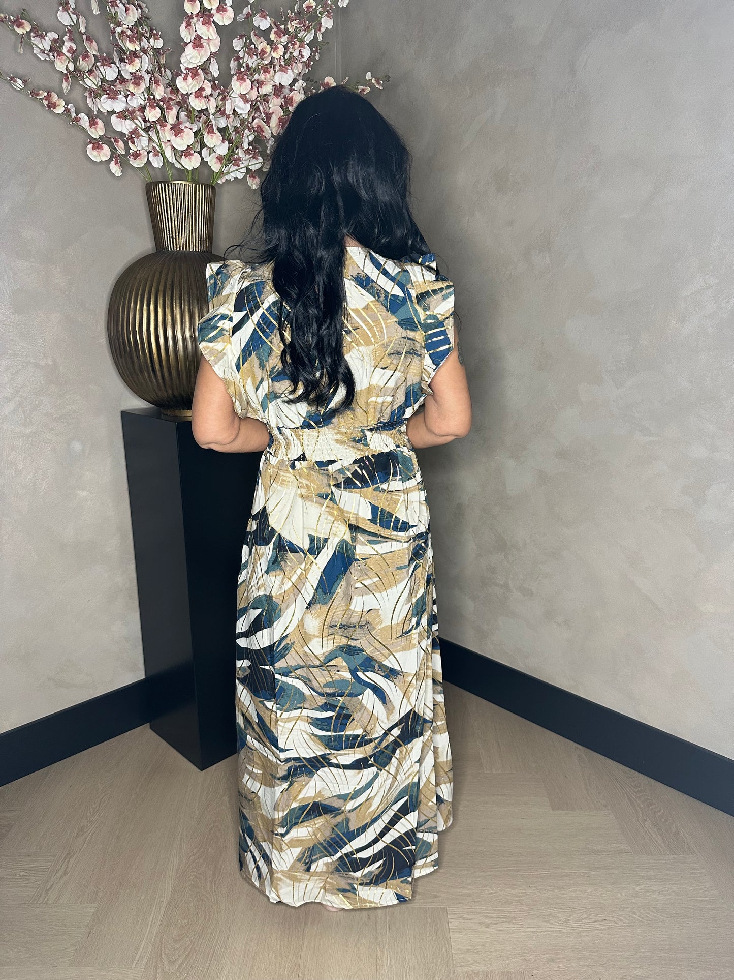 Elena Long Golden Dress Camel