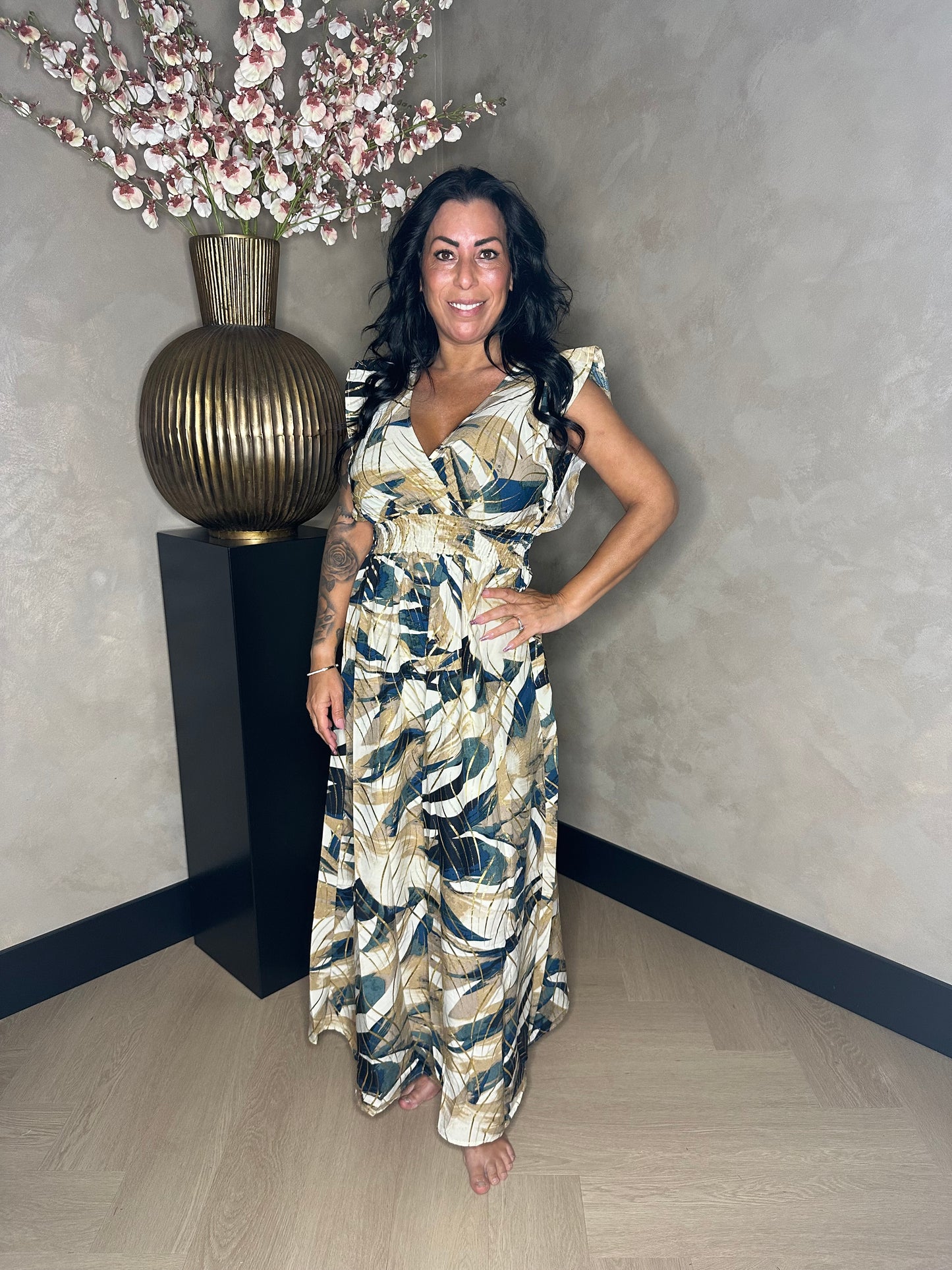Elena Long Golden Dress Camel