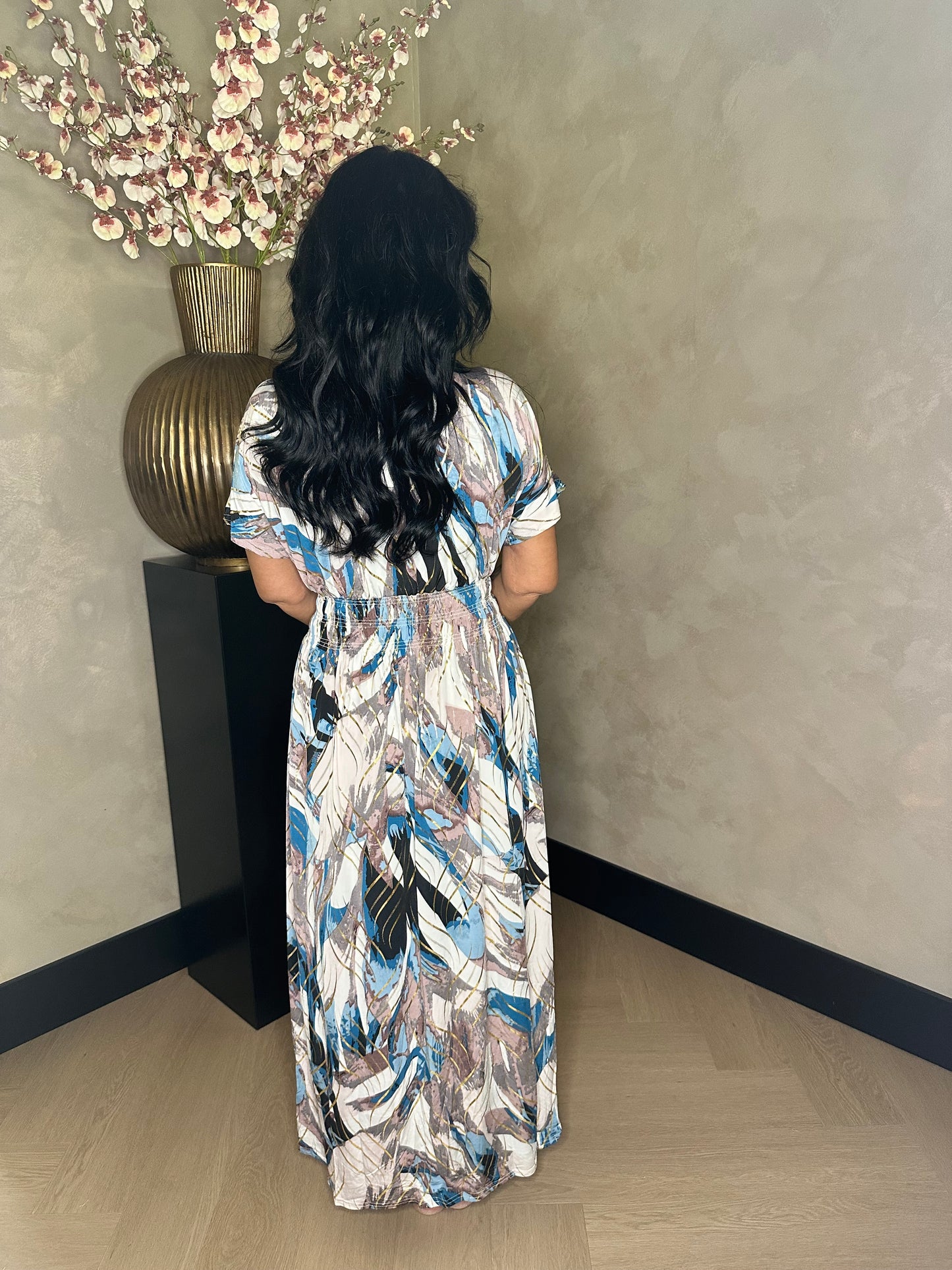 Golden Magic Waist Dress Light Blue