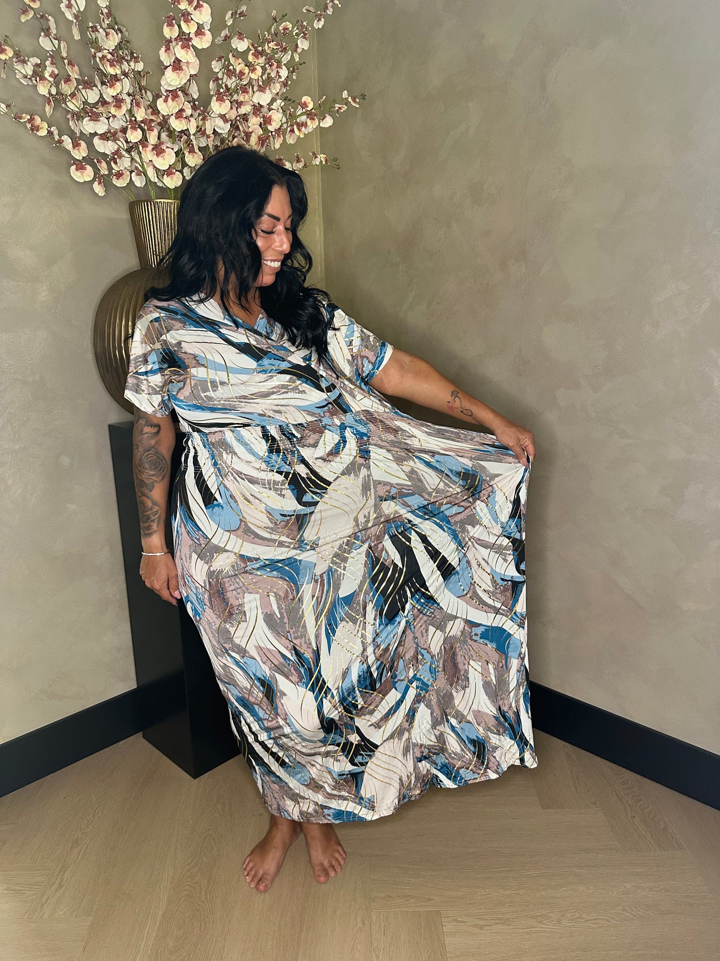 Golden Magic Waist Dress Light Blue
