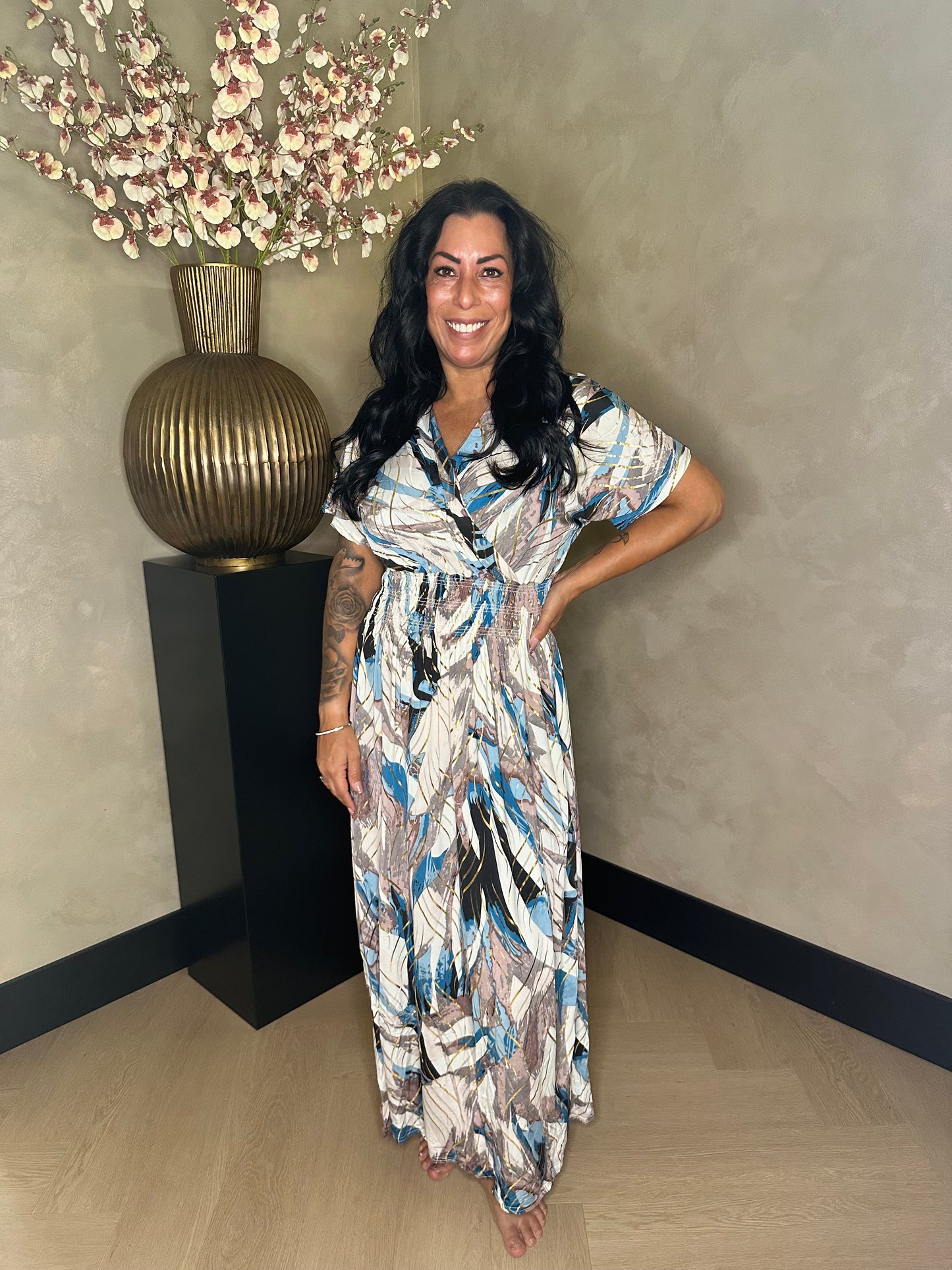 Golden Magic Waist Dress Light Blue