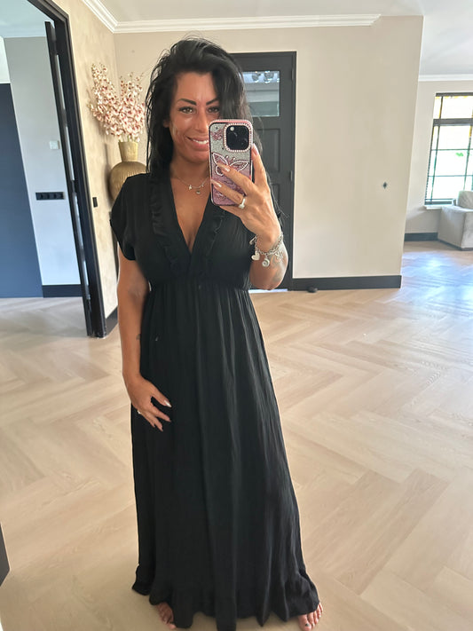 Amy Long Shimmer Dress Black