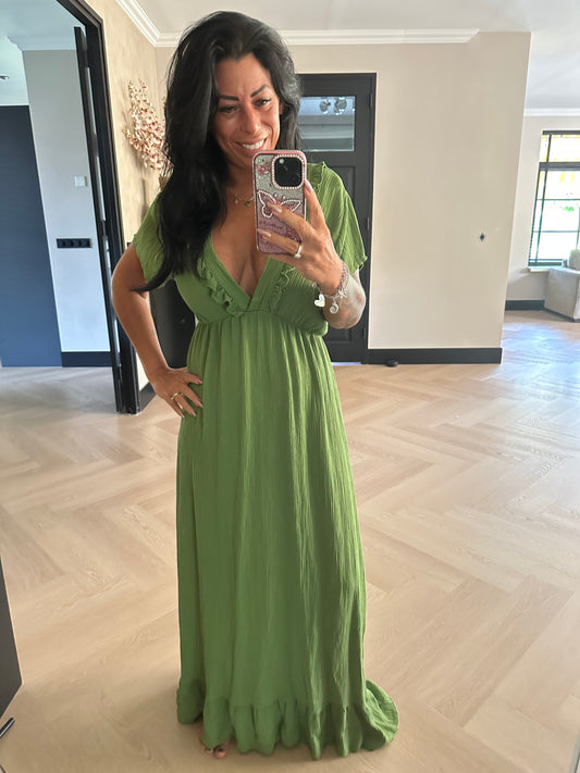 Amy Long Shimmer Dress Green