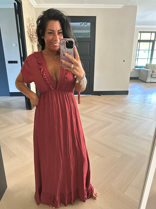 Amy Long Shimmer Dress Red