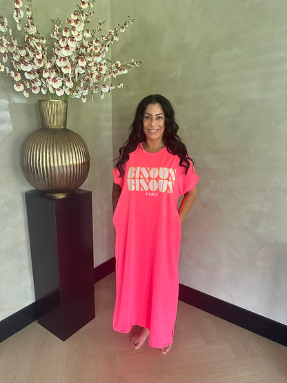 Bisous Bisous Comfy Dress Pink Flash