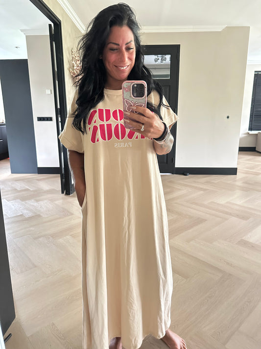 Bisous Bisous Comfy Dress Beige