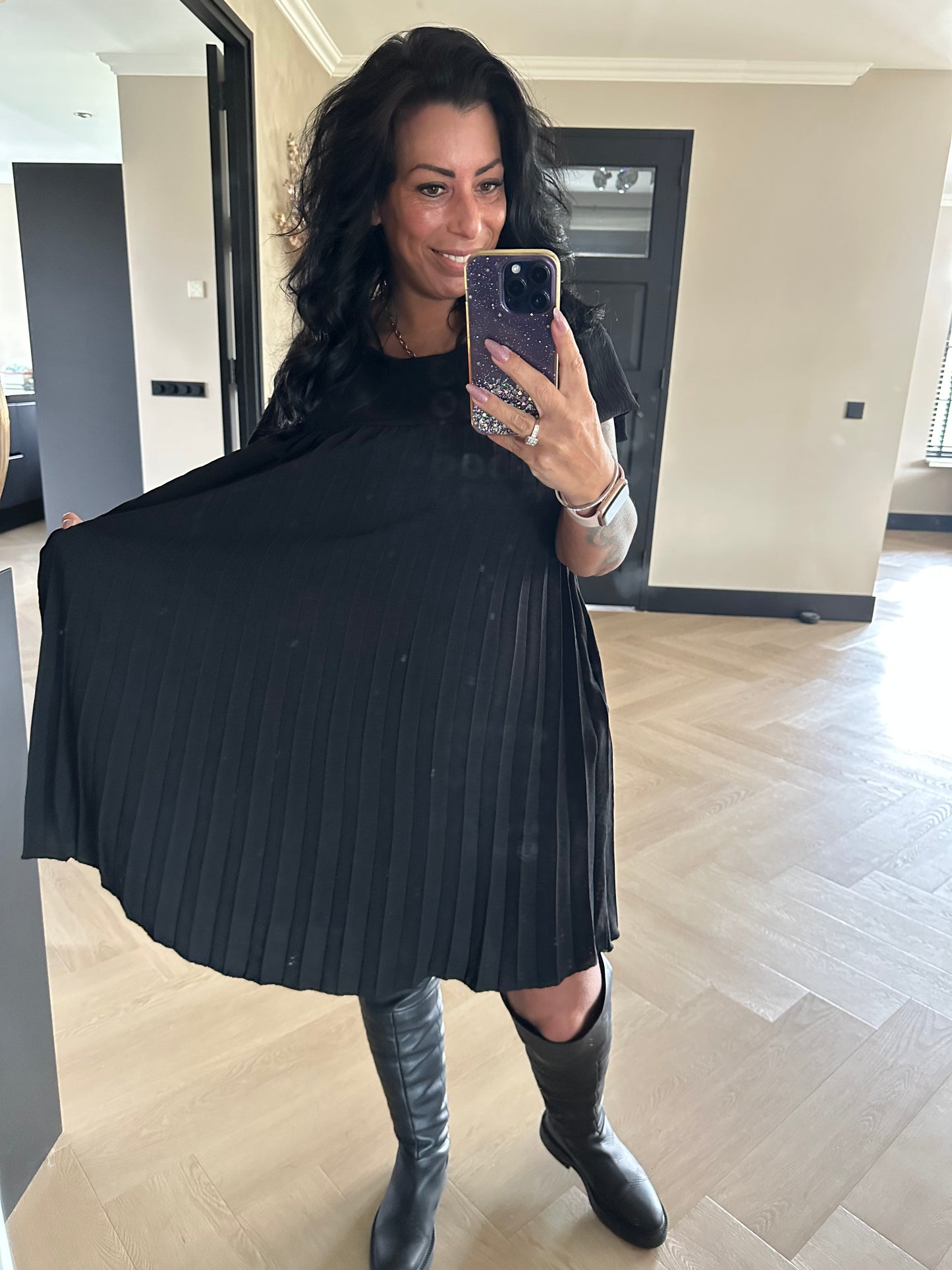 Chevy Kleid mit Taschen Schwarz