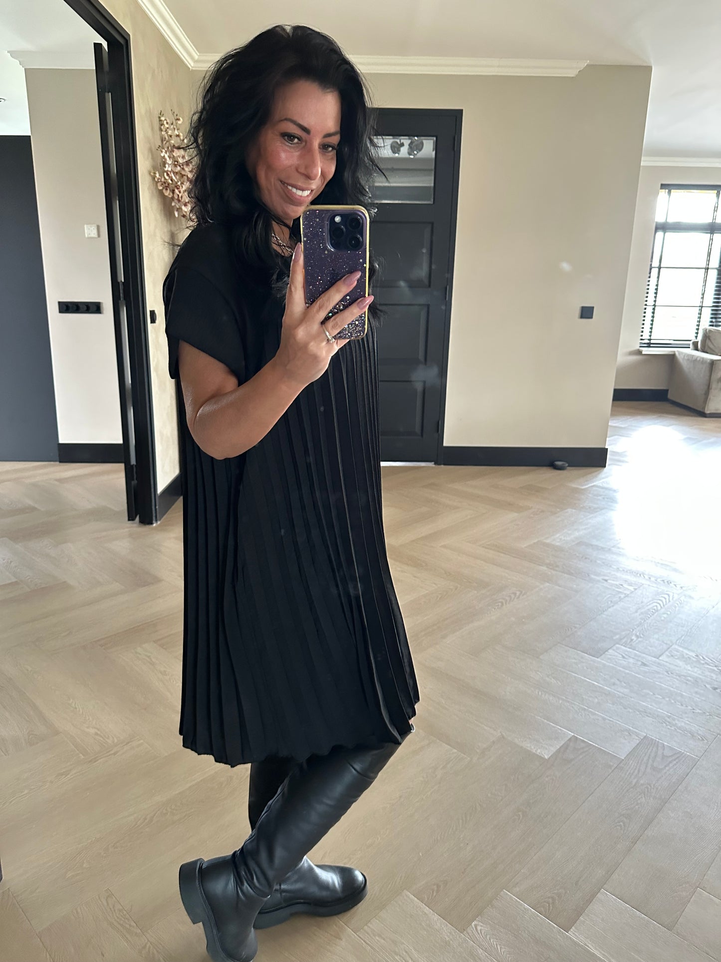 Chevy Kleid mit Taschen Schwarz