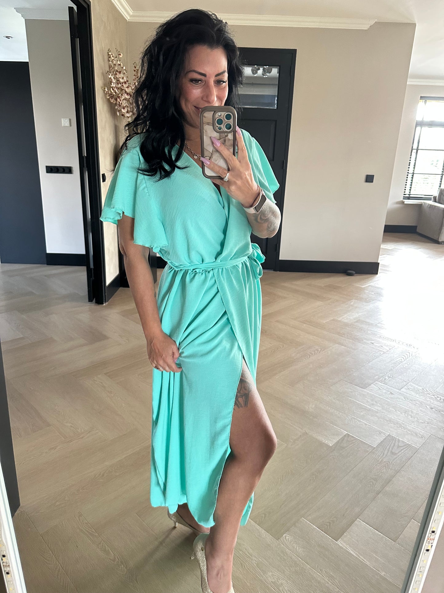 Flowy Wrap Dress Aqua Marine