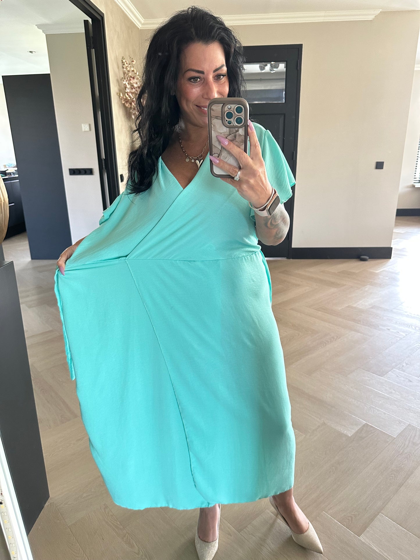 Flowy Wrap Dress Aqua Marine