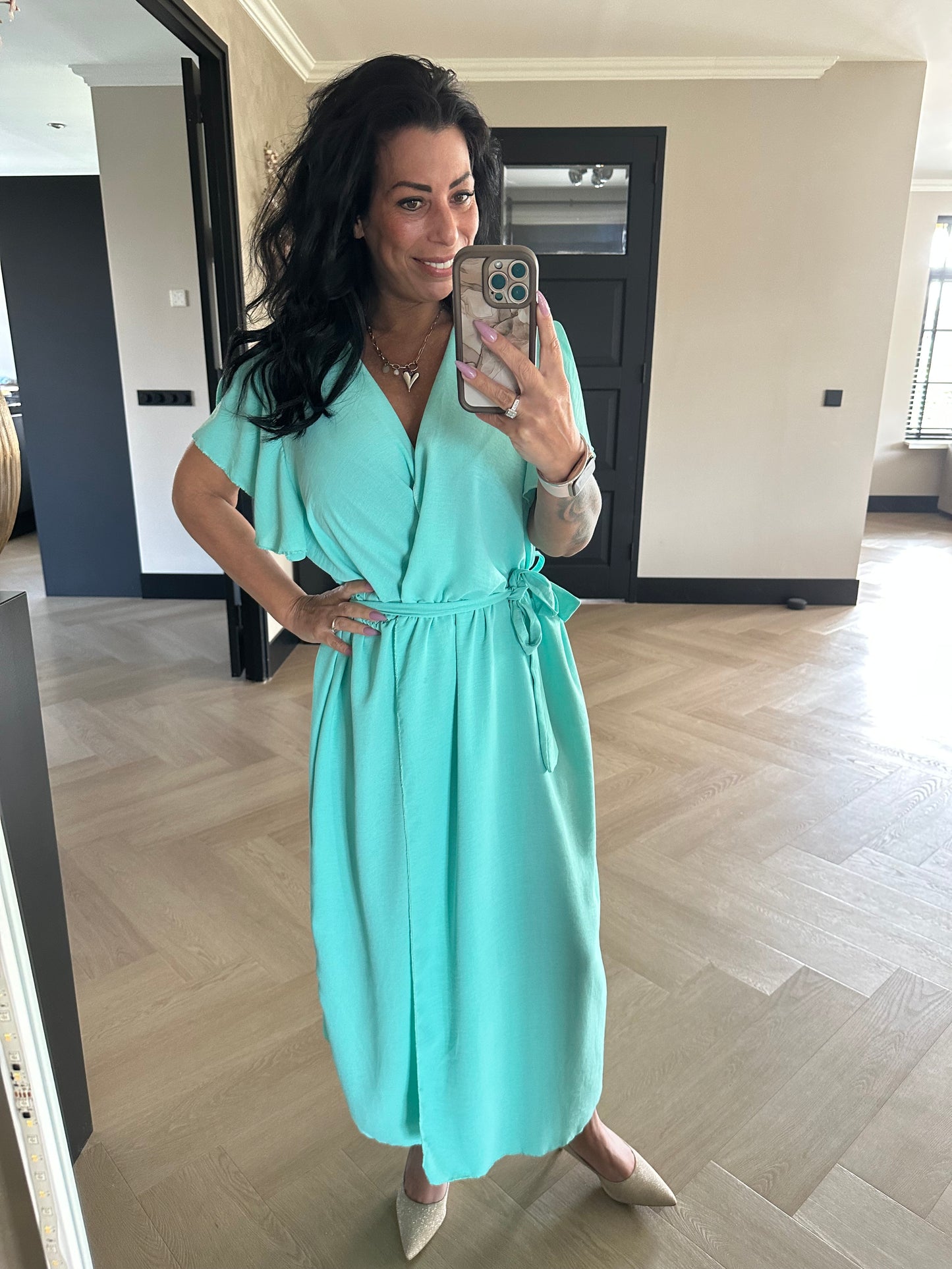 Flowy Wrap Dress Aqua Marine