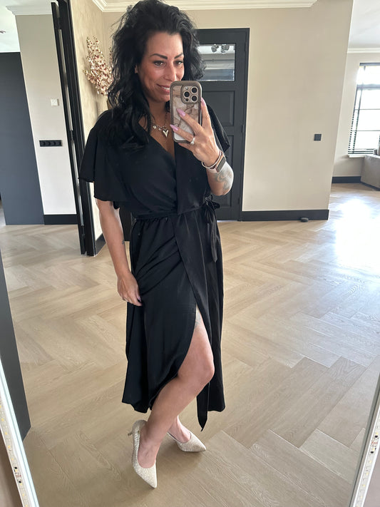 Flowy Wrap Dress Black