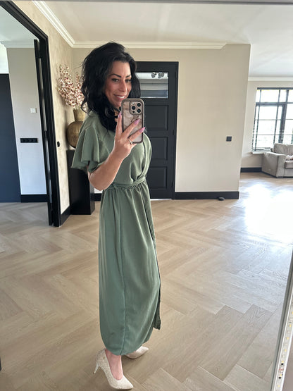 Flowy Wrap Dress Kaki