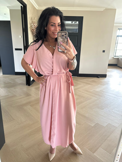 Flowy Wrap Dress Pink