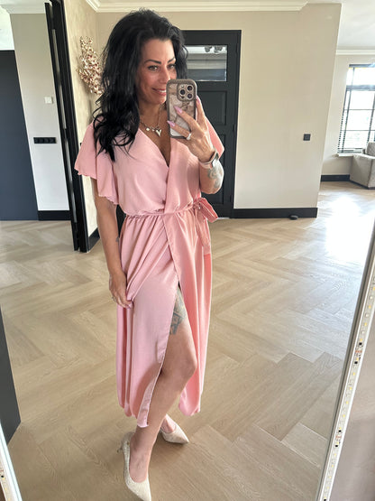 Flowy Wrap Dress Pink