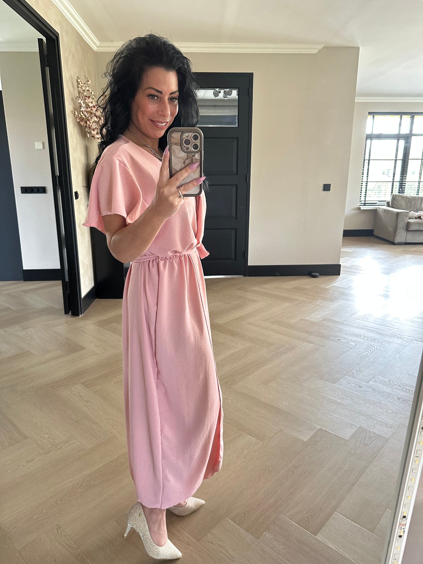 Flowy Wrap Dress Pink