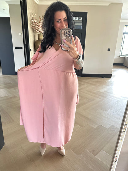 Flowy Wrap Dress Pink