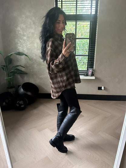 Geruite Glitter Blouse Brown