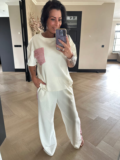 Comfy Pink Glitter Set Off White