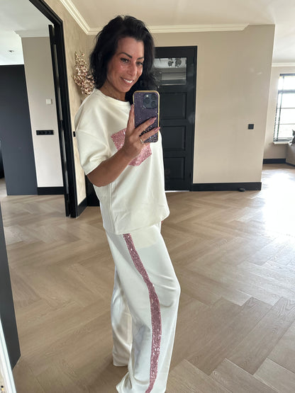 Comfy Pink Glitter Set Off White