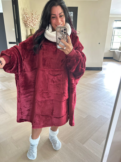 Sherpa Fleece Hoodie Red