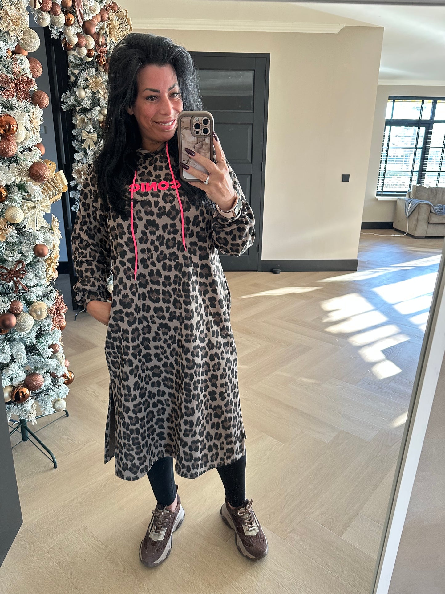 ICONIC Leopard Dress Taupe