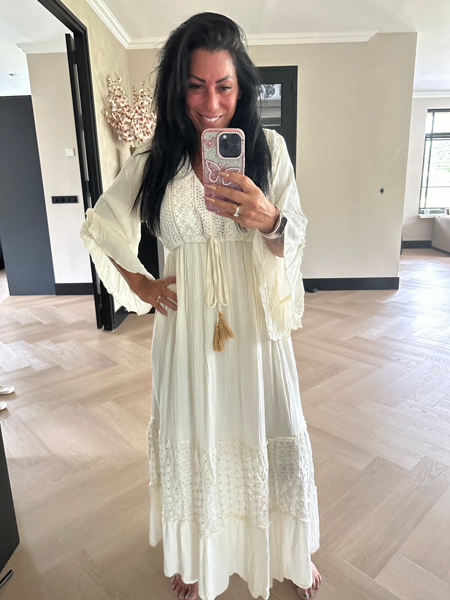 Inda BoHo Dress Beige