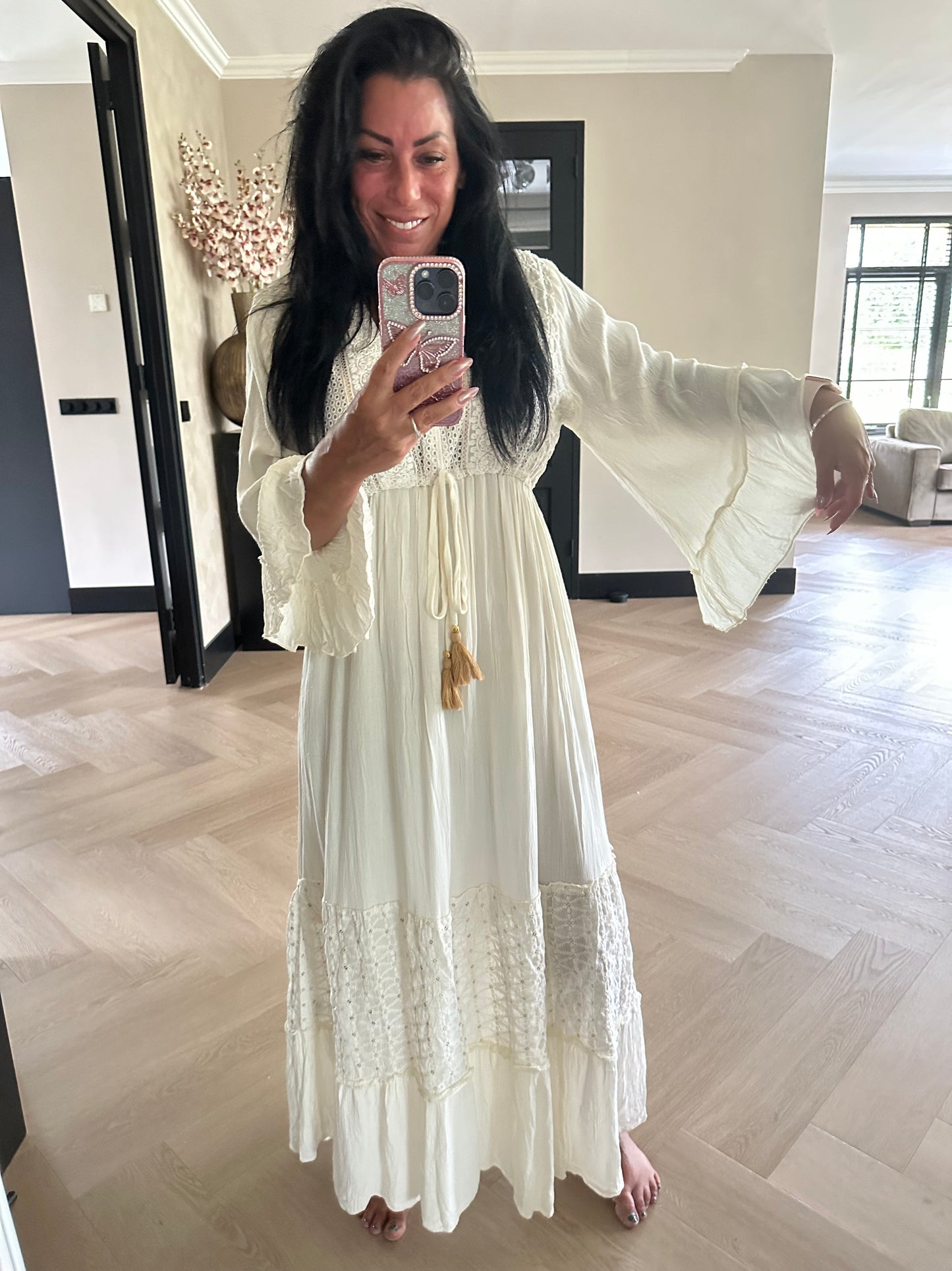 Inda BoHo Dress Beige