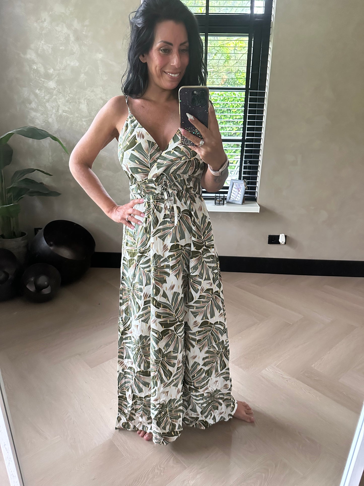 June Summer Dress Green Gold