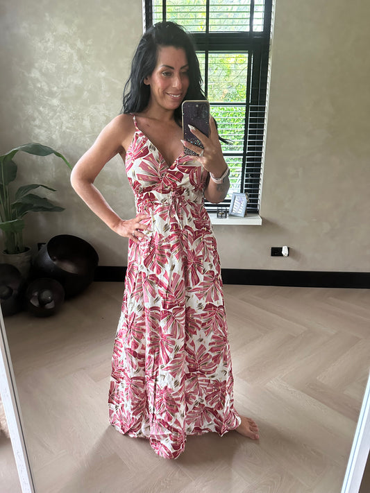 June Summer Dress Pink Gold