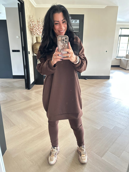 Label Legging Set Chocolate