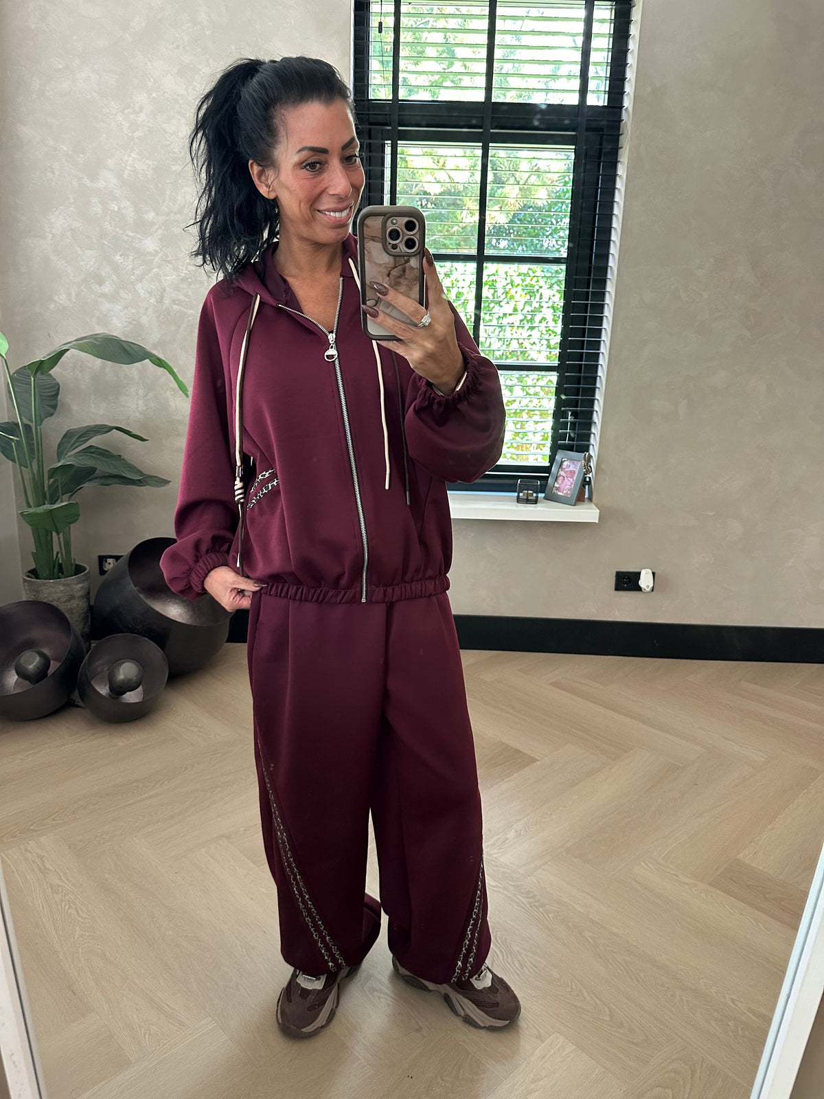 Leopard Stripe Comfy Set Bordeaux