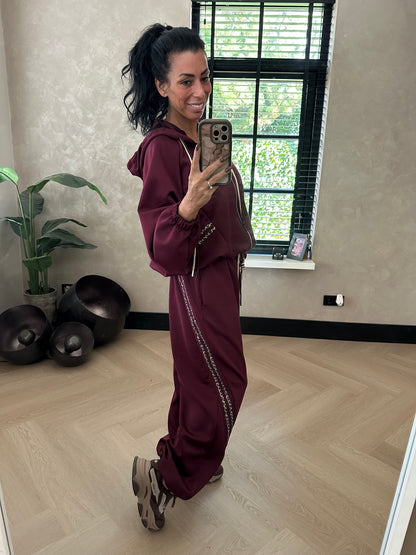 Leopard Stripe Comfy Set Bordeaux